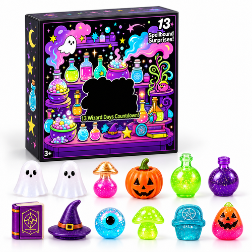 13-Piece Halloween Squishy Advent Calendar – Cute Ghost & Pumpkin Slow Rising Stress Relief Mystery Box