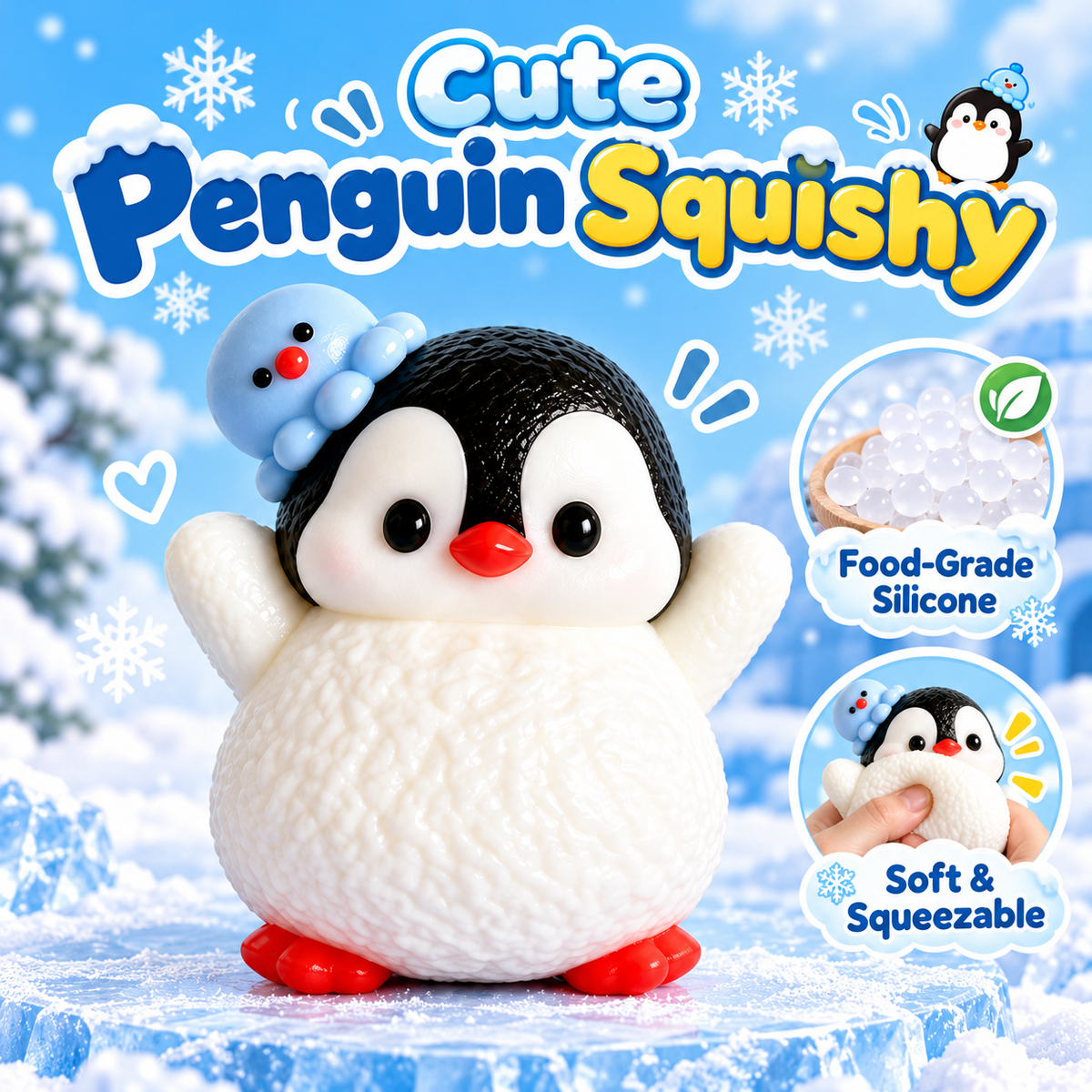 Cute Penguin Squishy – Food-Grade Silicone Sensory Toy