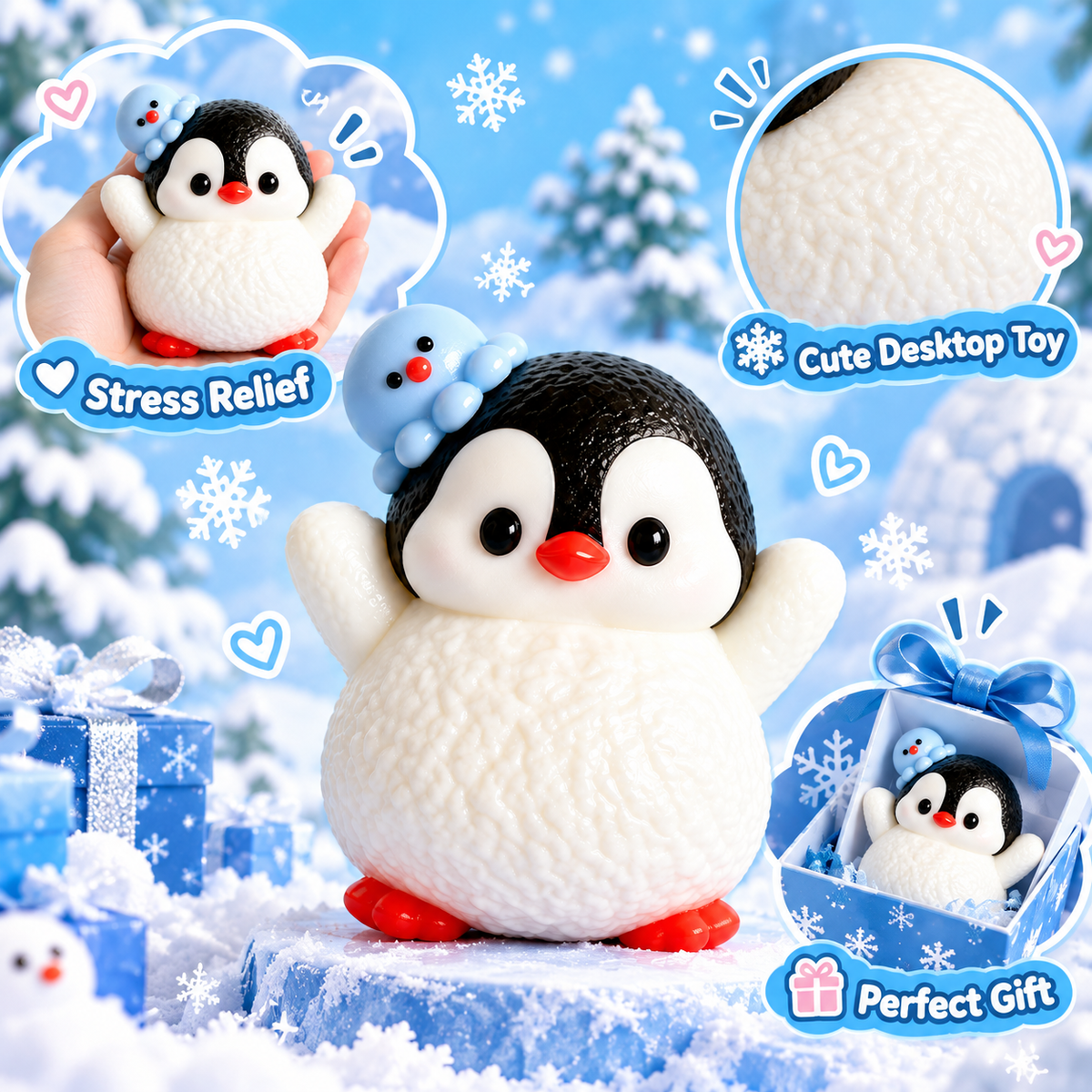 Cute Penguin Squishy – Food-Grade Silicone Sensory Toy