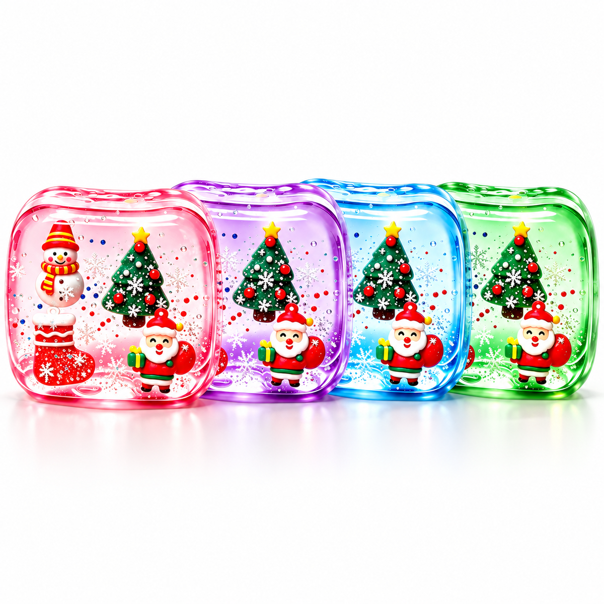 Christmas Ice Cube Squishy – Slow-Rising Sensory Toy with Snowflake Scene and Soft Gel-Like Feel