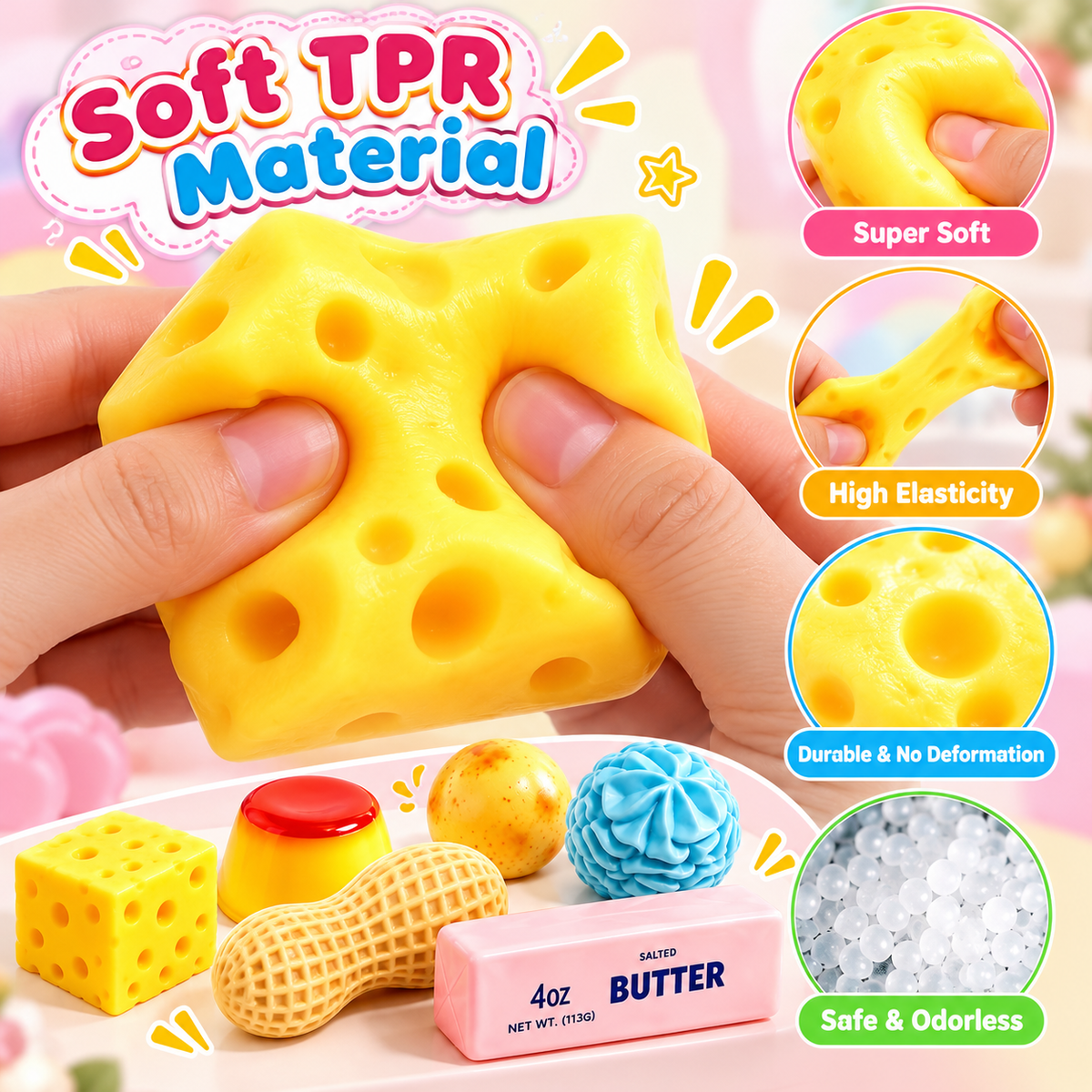 6-Piece Squishy Fidget Toy Box – Cute Stress Relief Sensory Gift Set