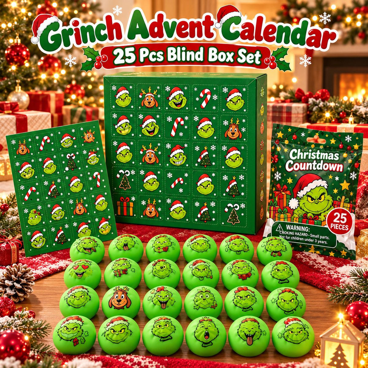 Christmas Green Monster Squishy Advent Calendar Mystery Box