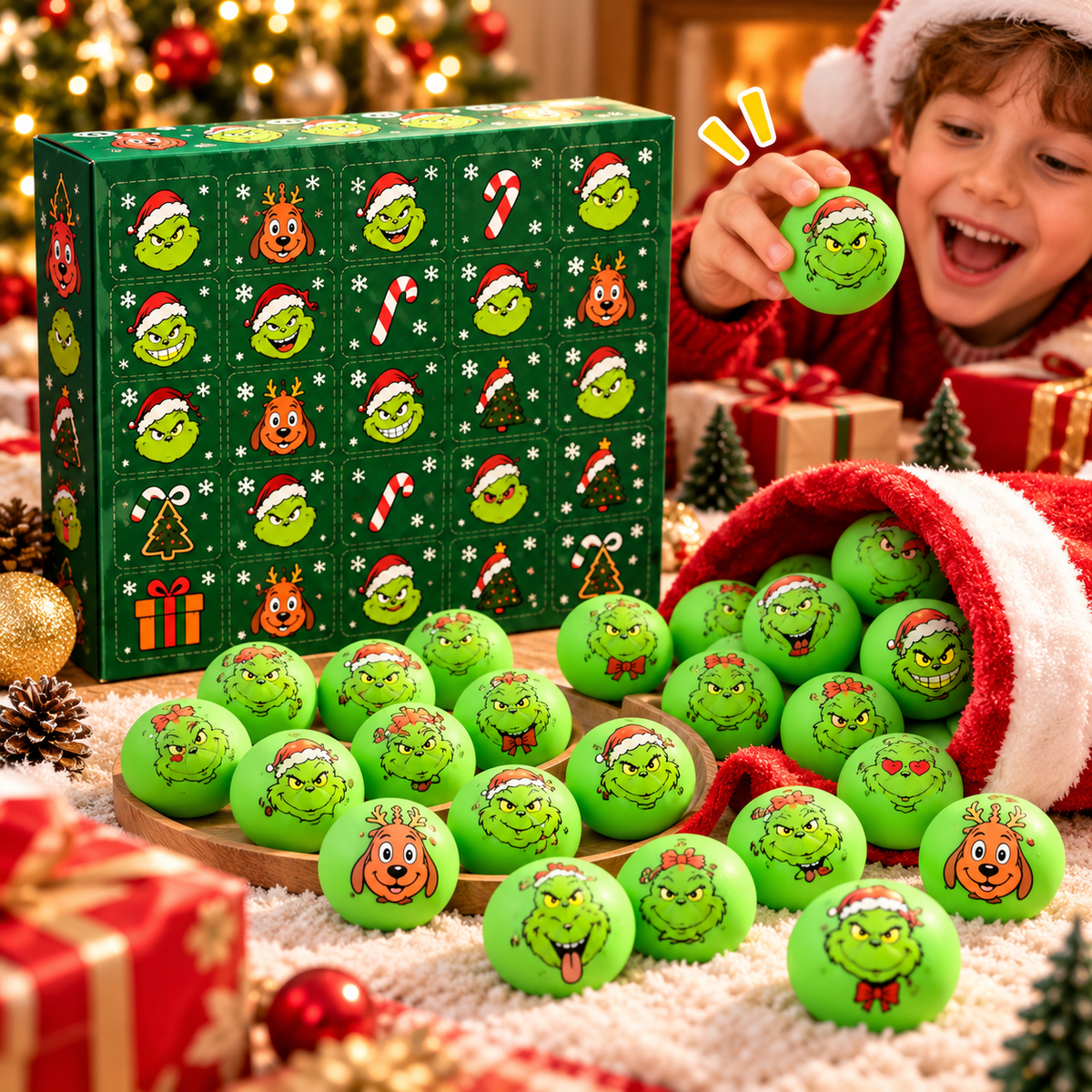 Christmas Green Monster Squishy Advent Calendar Mystery Box