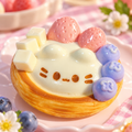 Cute Kitten Egg Tart Squishy – Slow-Rising Dessert Sensory Toy with Soft Dough-Like Texture