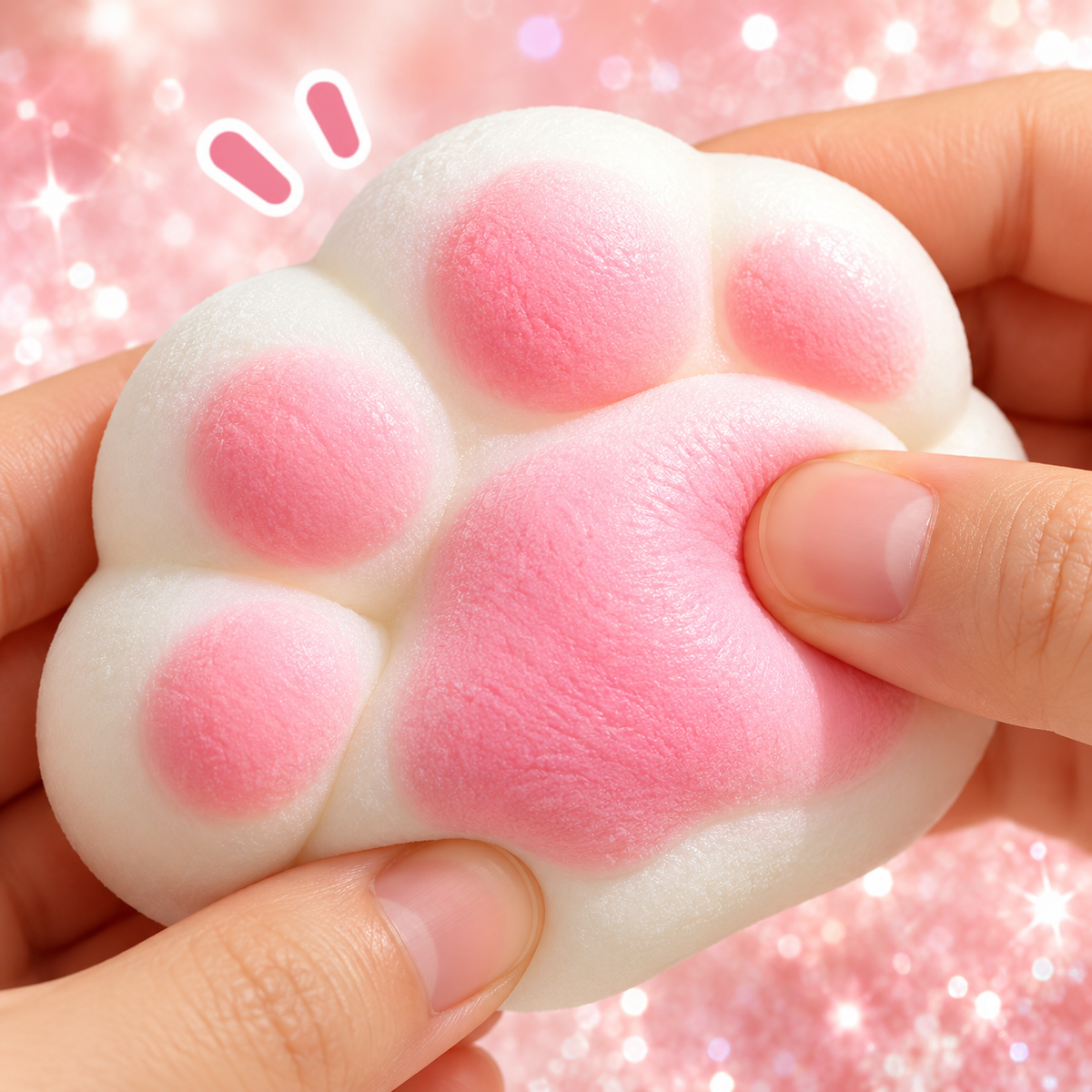 Large White Cat Paw Squishy with Heart – Food-Grade Silicone