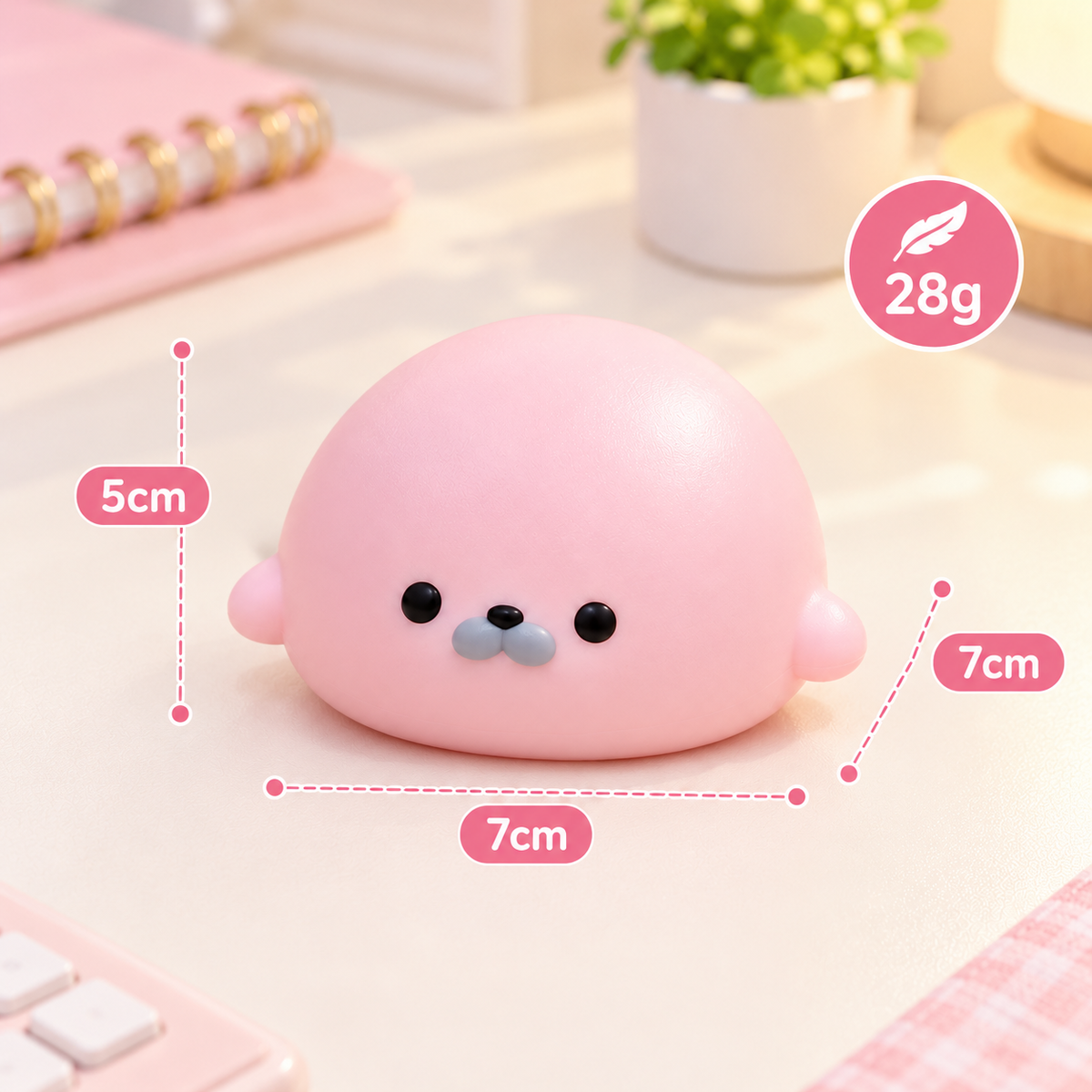 Cute Seal Mochi Squishy – Slow-Rising Sensory Squeeze Toy with Soft Texture and Desk Companion Design