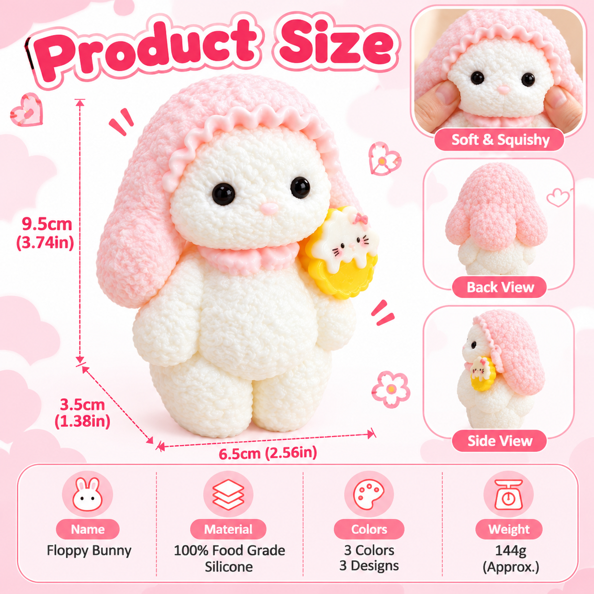 Lop-Eared Bunny Squishy – Food-Grade Silicone Sensory Toy