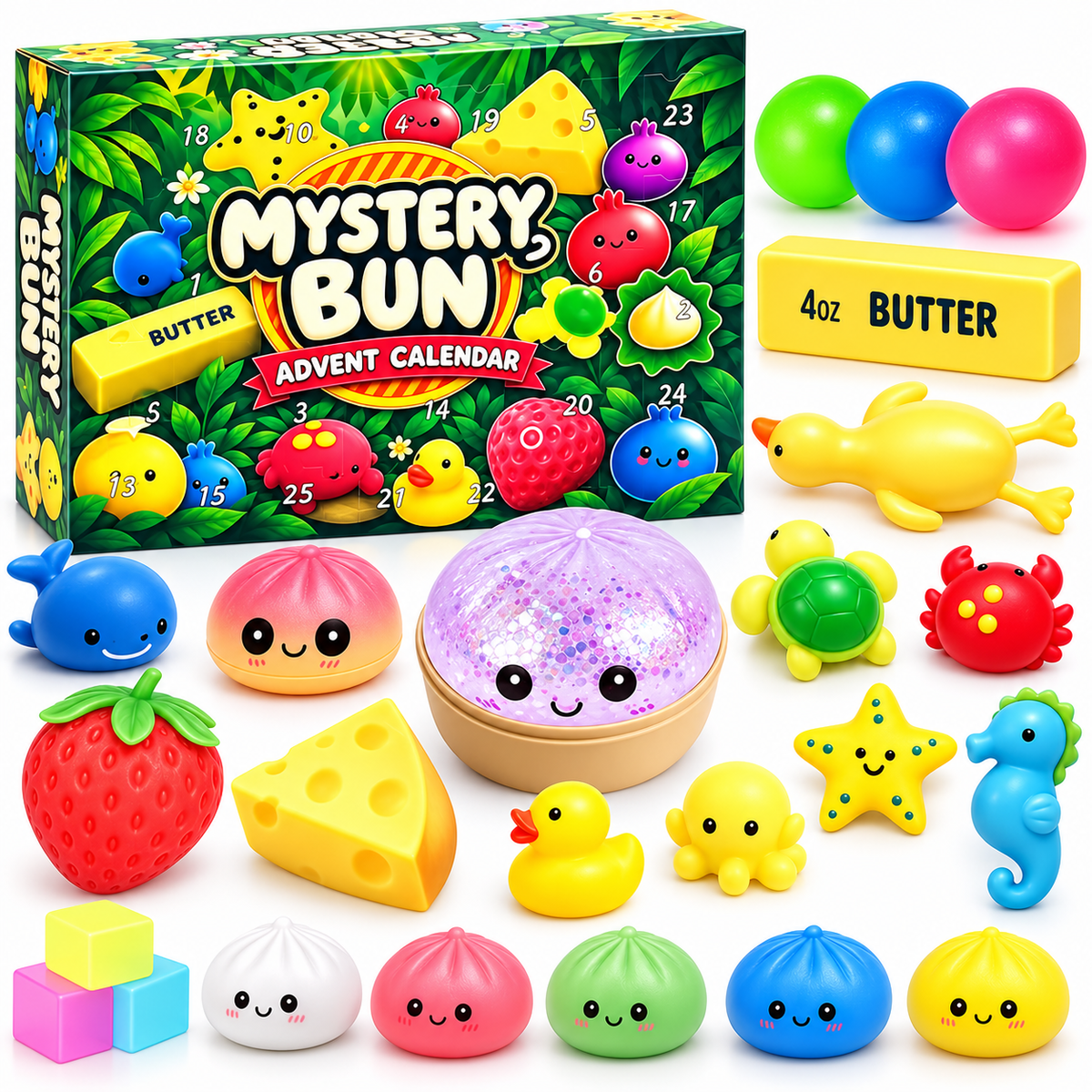 25-Day Dumpling Squishy Advent Calendar – Cute Stress Relief Toys Christmas Countdown Mystery Gift Box