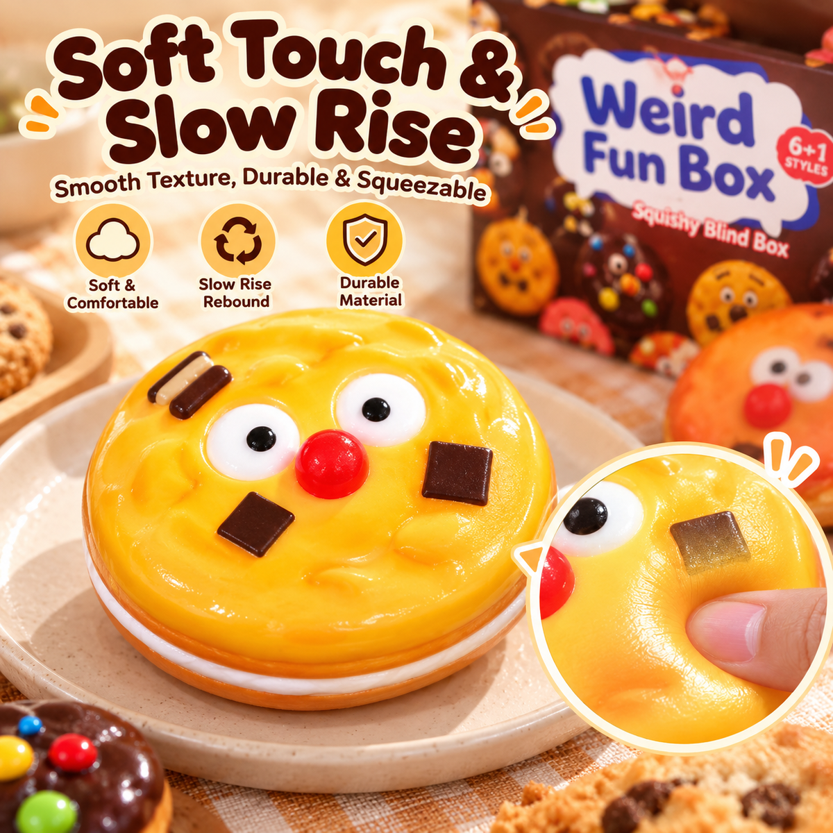 Cute Cartoon Cookie Squishy Mystery Blind Box – Soft Slow Rising Sensory Stress Relief Toy