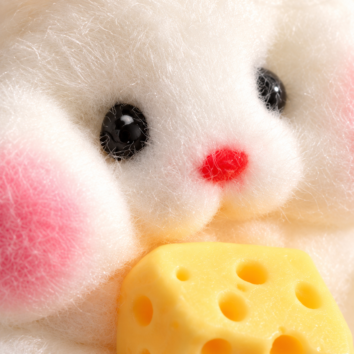 White Hamster & Cheese Squishy – Food-Grade Silicone Sensory Toy