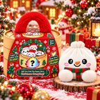 Christmas Dumpling Plush Mystery Box – Cute Cotton Stuffed Dumpling Toys with Steamer Basket Gift Set