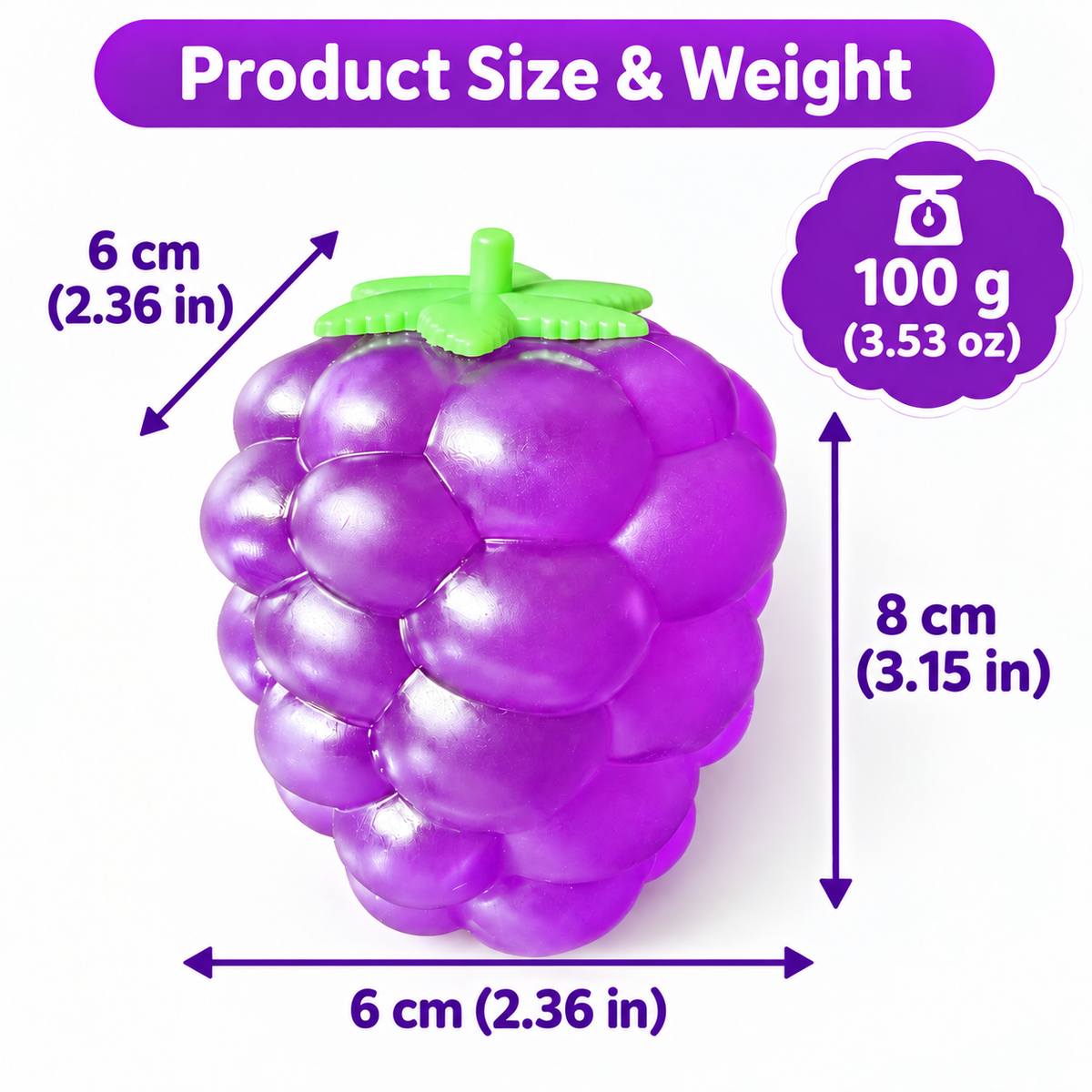 Realistic Grape Squishy – Translucent Slow-Rising Sensory Squeeze Toy with Soft Gel-Like Texture