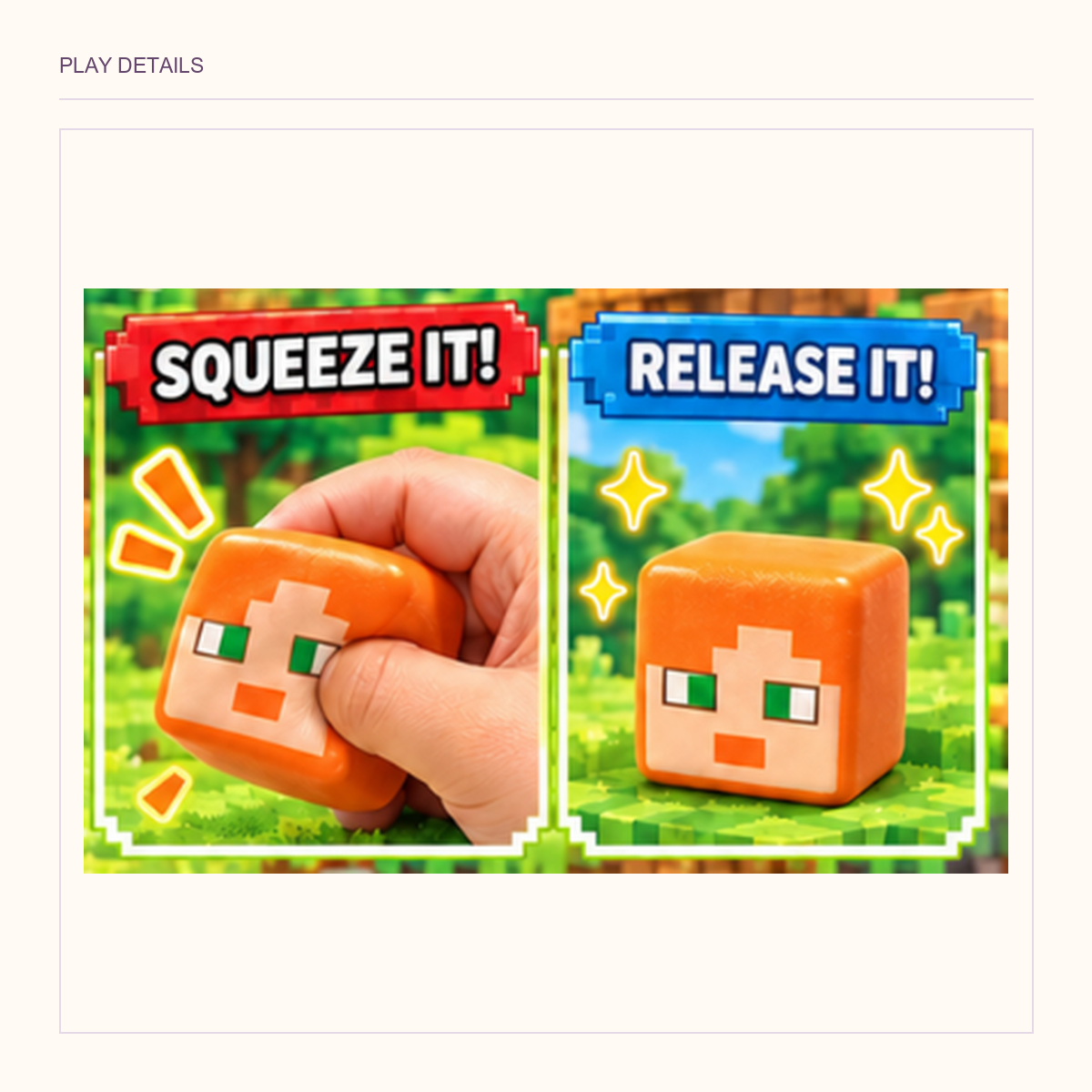 Original two-panel cube close-up, including a hand pressing the orange cube