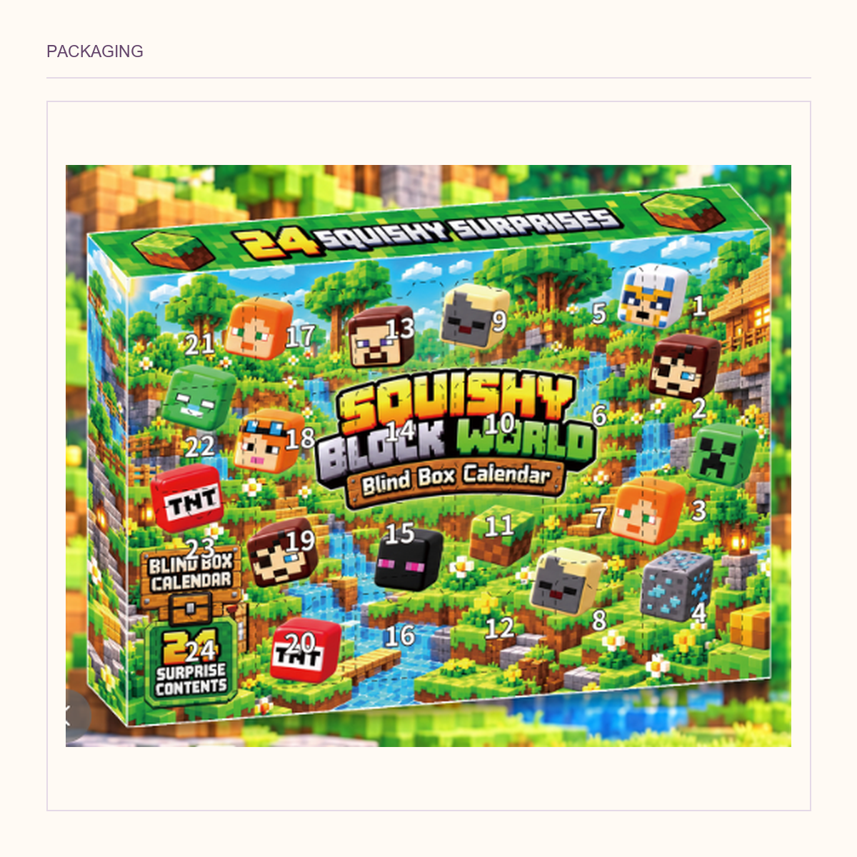 Original green block-landscape countdown box in its existing packaging