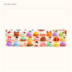 Full-width original pictured lineup of festive dumpling characters in three rows