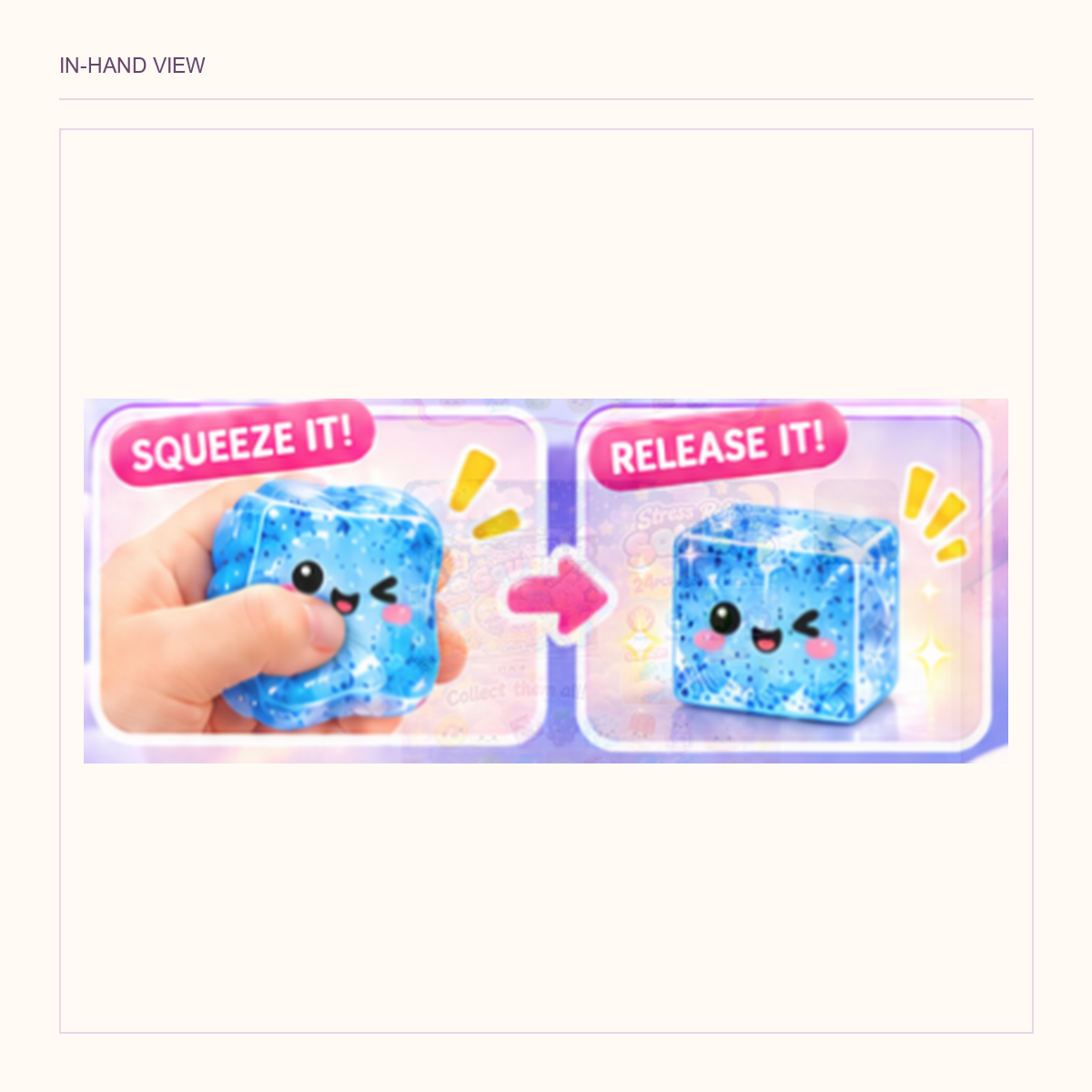 Original two-panel blue cube close-up, including a hand pressing the cube