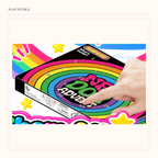 Original angled rainbow countdown-box view with a hand opening one of its numbered doors