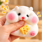 White Hamster & Cheese Squishy – Food-Grade Silicone Sensory Toy